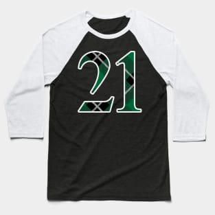 21 Sports Jersey Number Green Black Flannel Baseball T-Shirt